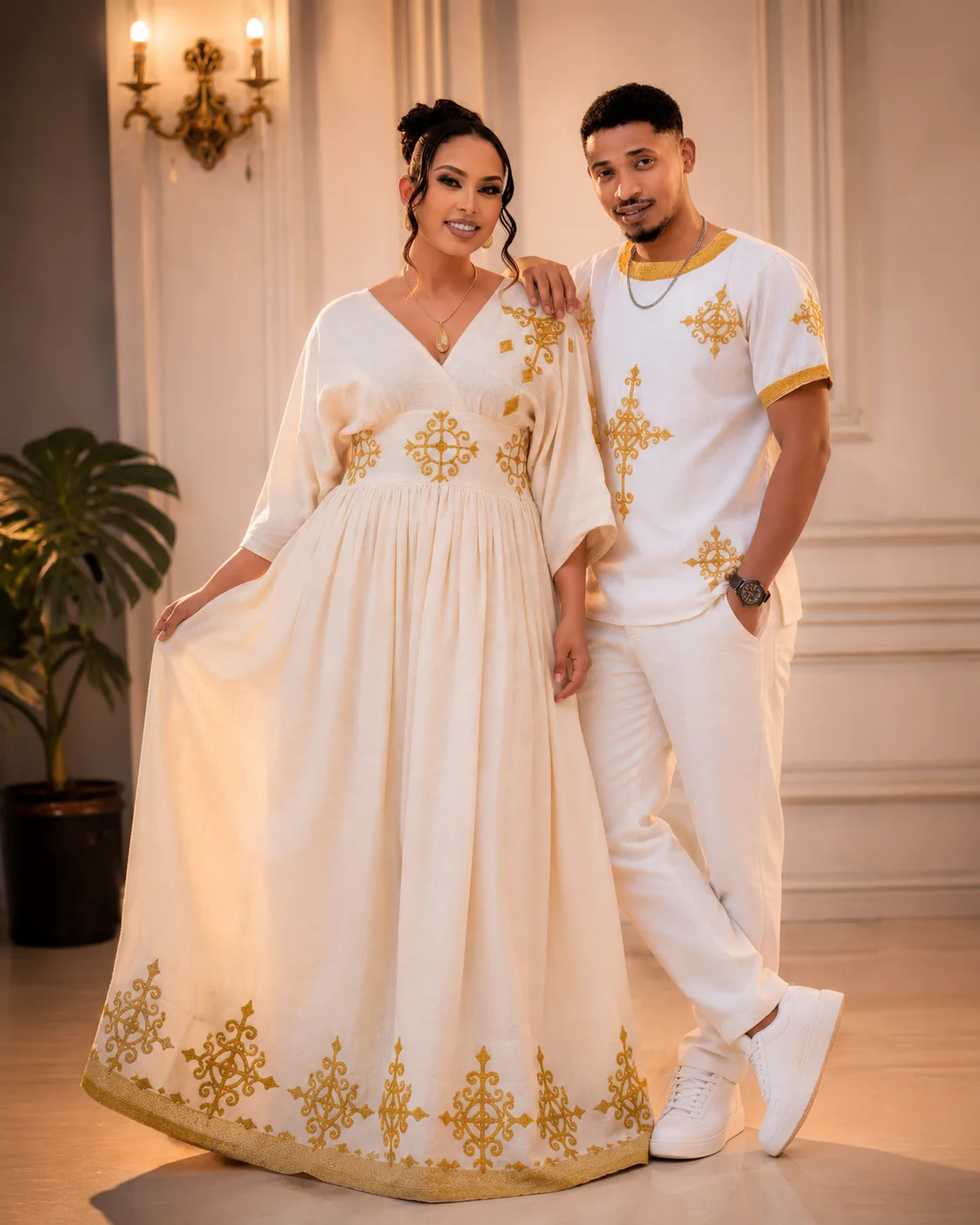 Traditional Habesha Dress – T'lfi (ጥልፊ) for Couples
