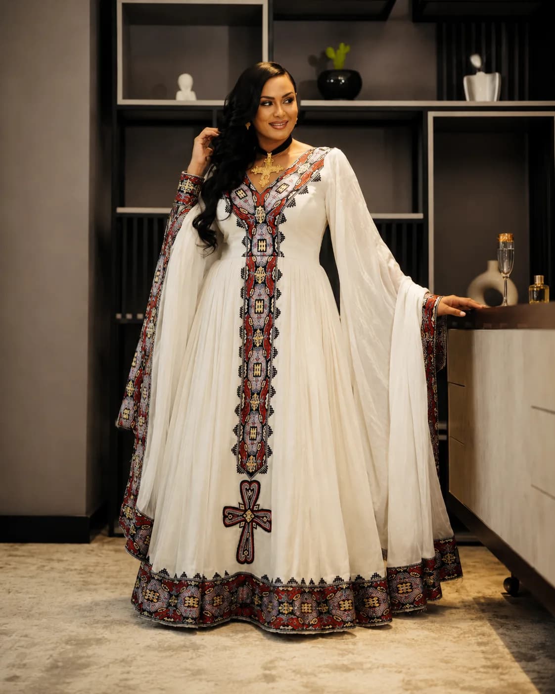 Traditional Habesha Dress – T'lfi (ጥልፊ)