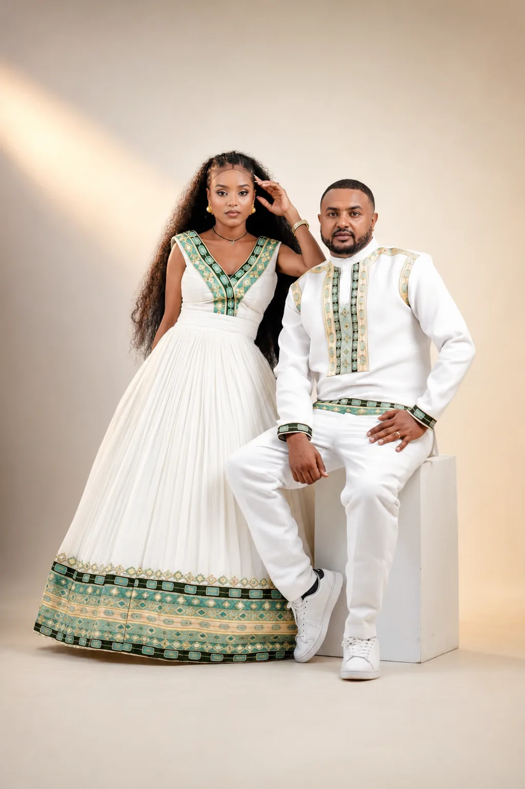 Traditional Habesha Dress – T'lfi (ጥልፊ) for Couples
