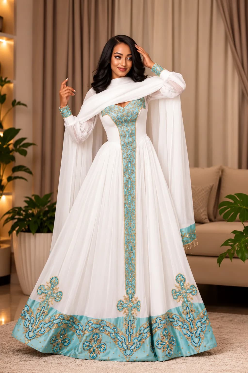 Traditional Habesha Dress – T’lfi (ጥልፊ