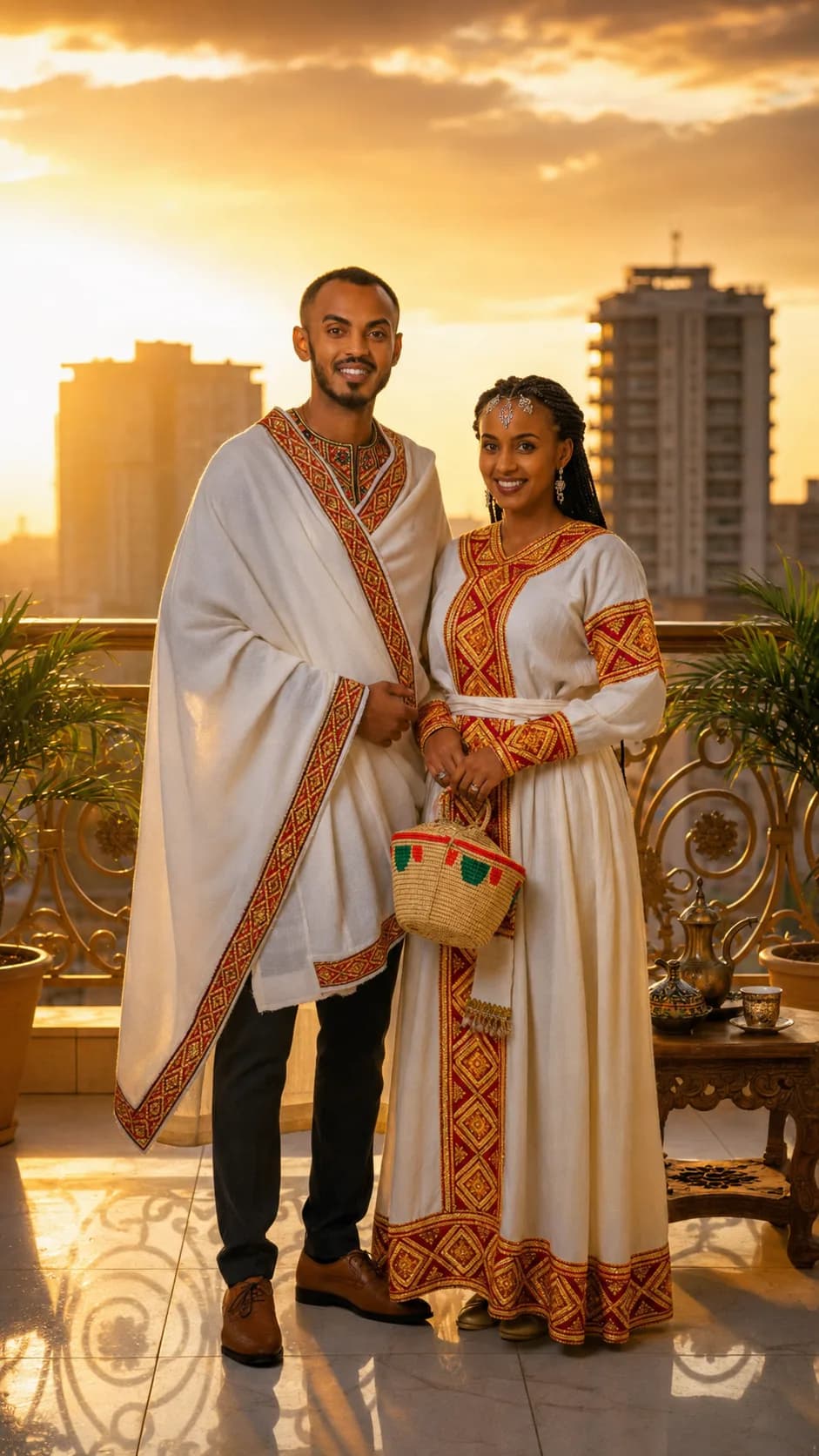 Traditional Habesha Dress – T'lfi (ጥልፊ) for Couples