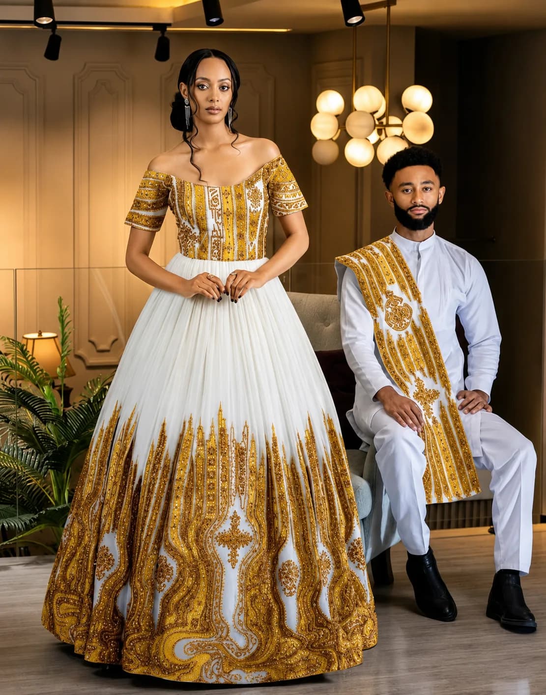 Traditional Habesha Dress โ T'lfi (แฅแแ) for Couples